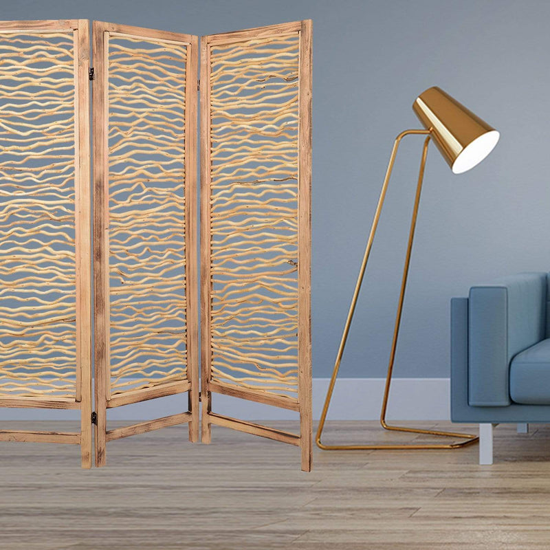 Screens Wood Screen Doors - 1" x 60" x 69" Brown, 3 Panel, Wood, Foldable - Screen HomeRoots