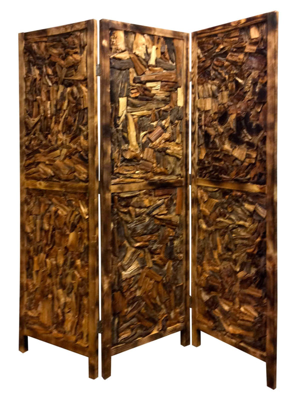 Screens Wood Screen Doors - 1" x 60" x 69" Natural, Wood - 3 panel Screen HomeRoots