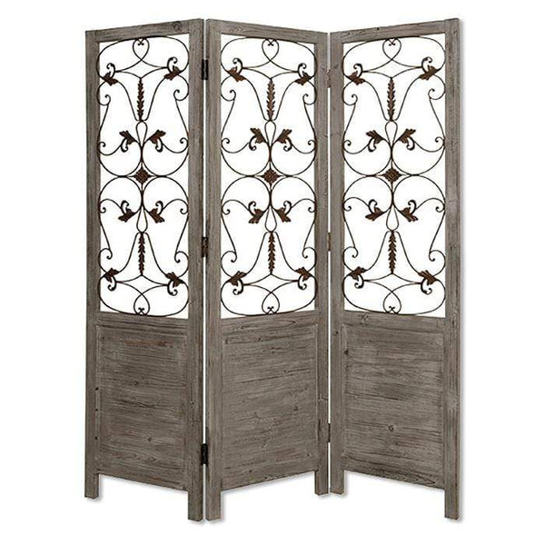 Screens Wood Screen Doors - 1" x 60" x 72" Gray, 3 Panel, Floor, Wood - Screen HomeRoots