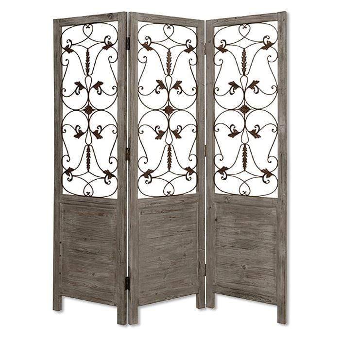 Screens Wood Screen Doors - 1" x 60" x 72" Gray, 3 Panel, Floor, Wood - Screen HomeRoots