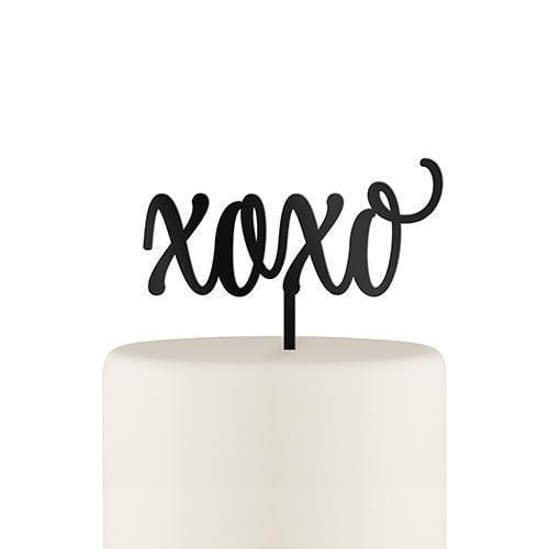 Script XOXO Acrylic Cake Topper - Black (Pack of 1)-Wedding Cake Toppers-JadeMoghul Inc.