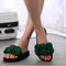 Scrunched Flower Summer Flip Flops-green-5-JadeMoghul Inc.