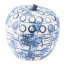 Sculptures Ceramic Sculpture - 11" X 11" X 10.6" Large Blue And White Apple-Shaped Sculpture HomeRoots