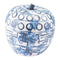 Sculptures Ceramic Sculpture - 11" X 11" X 10.6" Large Blue And White Apple-Shaped Sculpture HomeRoots