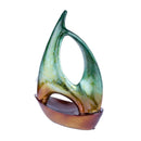 Sculptures Ceramic Sculpture - 12'.25" X 4'.5" X 16" Green, Orange Ceramic Ombre Large Sailboat Sculpture HomeRoots