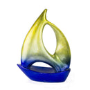Sculptures Ceramic Sculpture - 12'.25" X 4'.5" X 16" Yellow, Blue Ceramic Ombre Large Sailboat Sculpture HomeRoots