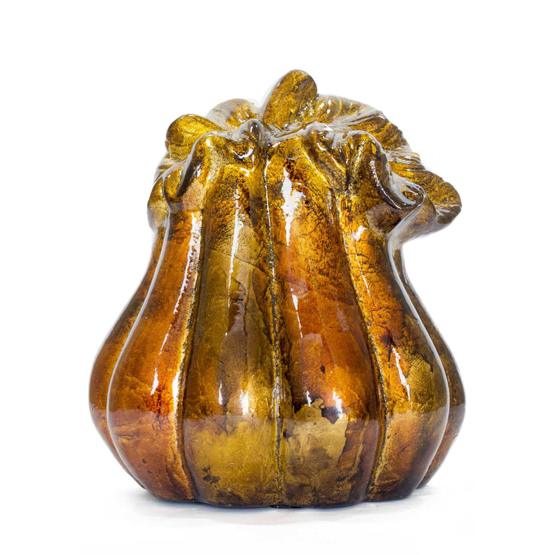 Sculptures Ceramic Sculpture - 8" X 6'.5" X 9'.5" Copper, Brown, Amber Ceramic Gourd Sculpture HomeRoots