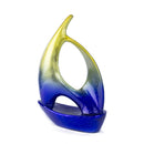 Sculptures Ceramic Sculpture - 9'.5" X 3'.5" X 12'.25" Yellow, Blue Ceramic Ombre Small Sailboat Sculpture HomeRoots