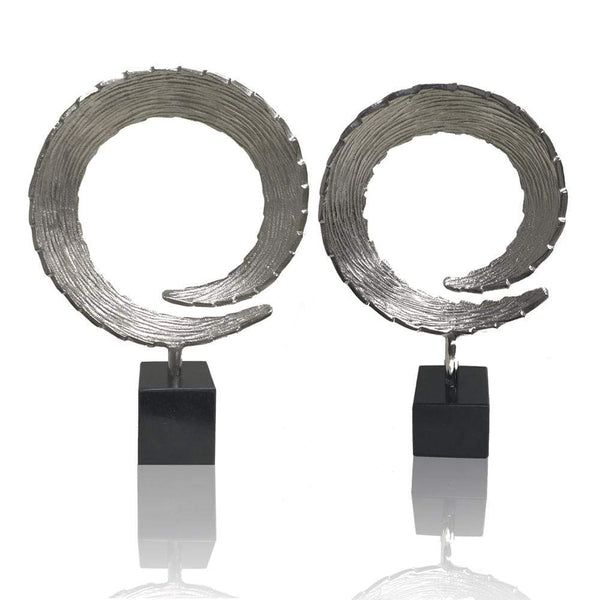 Sculptures Contemporary Sculpture - 3.75" x 12" x 16.5" Silver & Black, Marble, Large - Tail Sculpture HomeRoots