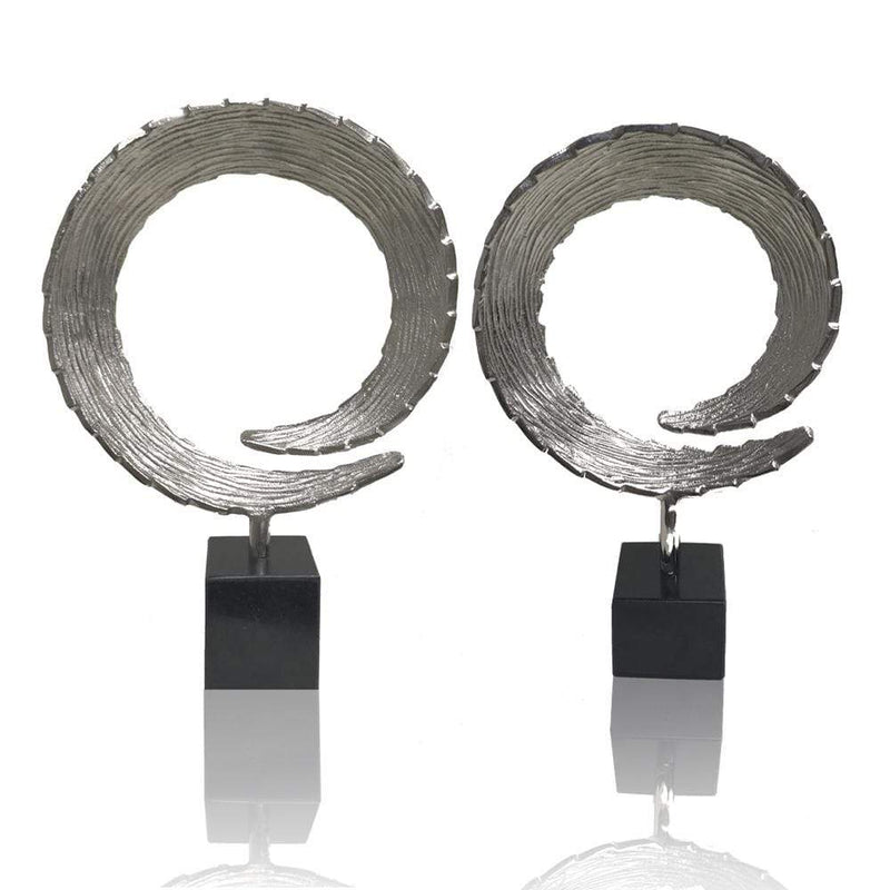 Sculptures Contemporary Sculpture - 3.75" x 12" x 16.5" Silver & Black, Marble, Large - Tail Sculpture HomeRoots