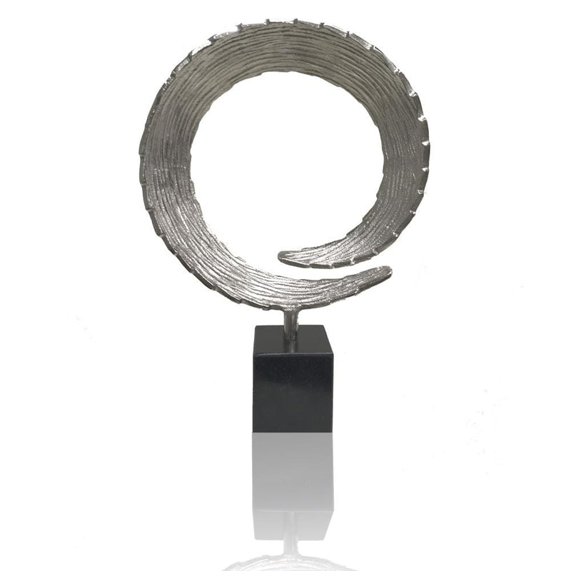 Sculptures Contemporary Sculpture - 3.75" x 12" x 16.5" Silver & Black, Marble, Large - Tail Sculpture HomeRoots
