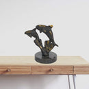 Sculptures Contemporary Sculpture - 3" x 4" x 4.5" Bronze/Black Jumping - Dolphin Sculpture HomeRoots