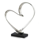 Sculptures Contemporary Sculpture - 4" x 14" x 15.5" Raw Silver & Black - Heart Sculpture on Base HomeRoots
