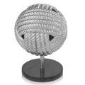 Sculptures Contemporary Sculpture - 8" x 8" x 10.5" Rough Silver/Black - Rope Ball Sculpture HomeRoots