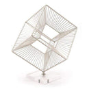 Sculptures Modern Sculpture - 10.4" X 12" X 14.2" Three Dimensional Silver Cube Sculpture Figurine HomeRoots