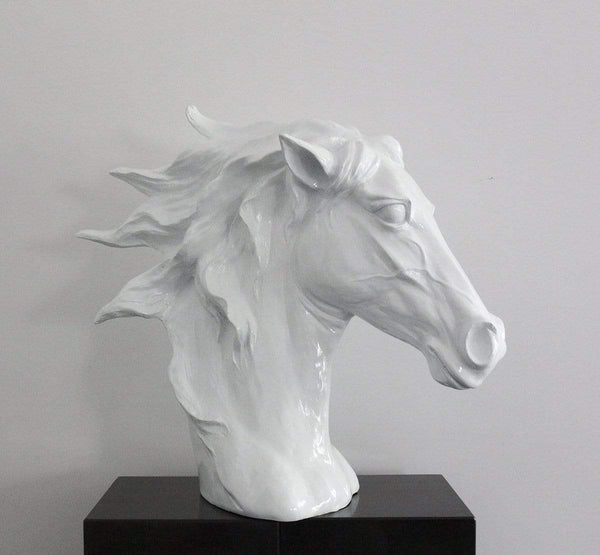 Sculptures Modern Sculpture - 11" White Polynesian Horse Head Sculpture HomeRoots