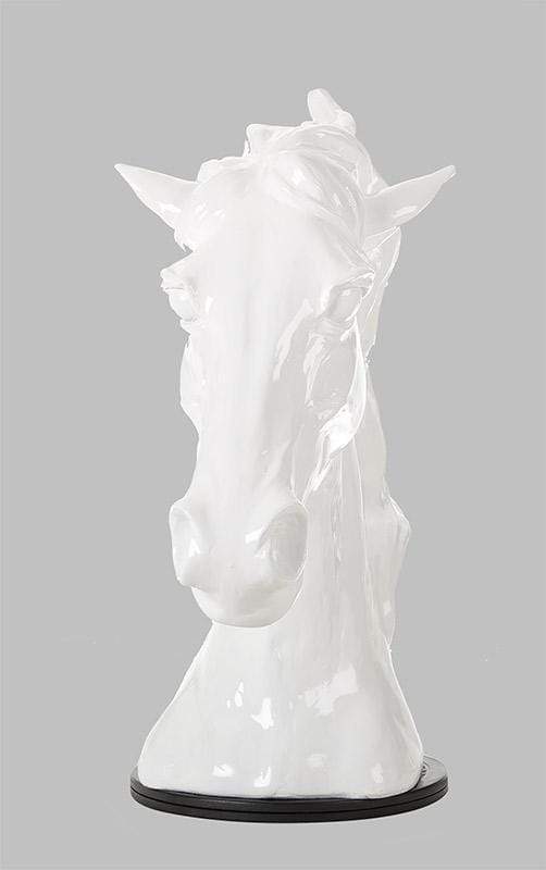 Sculptures Modern Sculpture - 11" White Polynesian Horse Head Sculpture HomeRoots