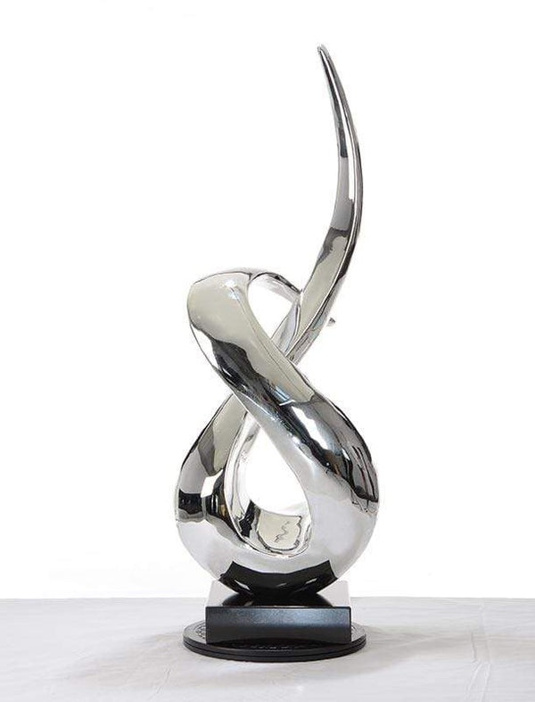 Sculptures Modern Sculpture - 33" Silver Rotatory Sculpture HomeRoots