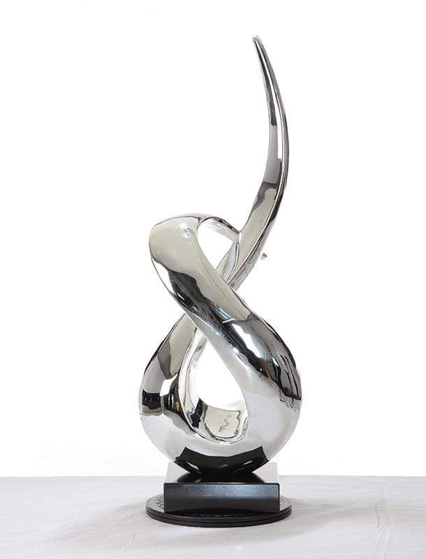 Sculptures Modern Sculpture - 33" Silver Rotatory Sculpture HomeRoots