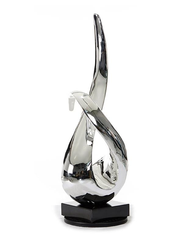Sculptures Modern Sculpture - 33" Silver Rotatory Sculpture HomeRoots