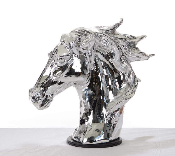 Sculptures Modern Sculpture - Modern Silver Horse Head Sculpture HomeRoots