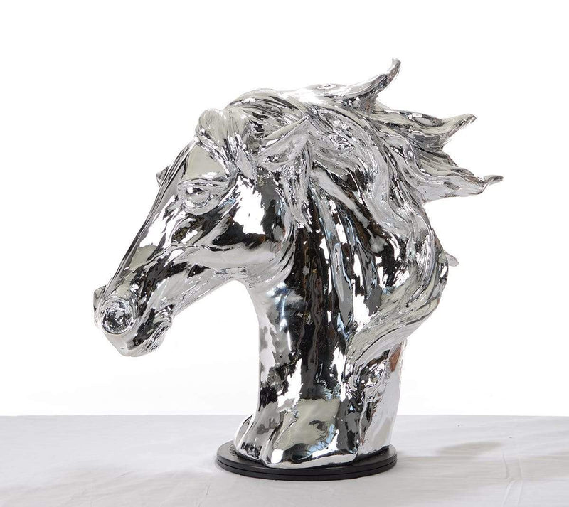 Sculptures Modern Sculpture - Modern Silver Horse Head Sculpture HomeRoots