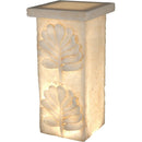 Sculptures Polyresin Pedestal With Embossed Leaf Design, Cream Benzara