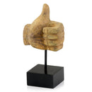 Sculptures Wood Sculpture - 4" x 4" x 11" Natural/Black - Thumbs Up Sculpture HomeRoots