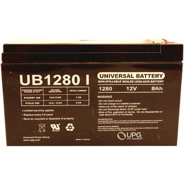 Sealed Lead Acid Battery (12V; 8Ah; .250 Tab Terminals; UB1280F2)-Sealed Lead Acid Batteries-JadeMoghul Inc.