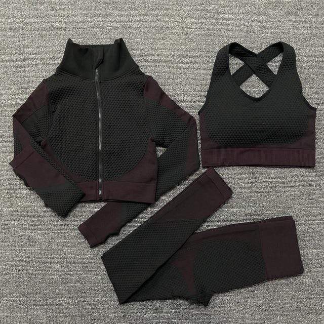 Seamless  Women Yoga Sets Female Sport Gym suits Wear Running Clothes women Fitness Sport Yoga Suit Long Sleeve yoga clothing JadeMoghul Inc. 