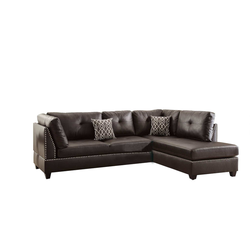 Sectional Sofas Plushed Bonded Leather 3 Pieces Sectional Set In Brown Benzara