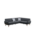 Sectional Sofas Polyfiber 2 Pieces Sectional With Tufted Back And Cushion Dark Gray Benzara