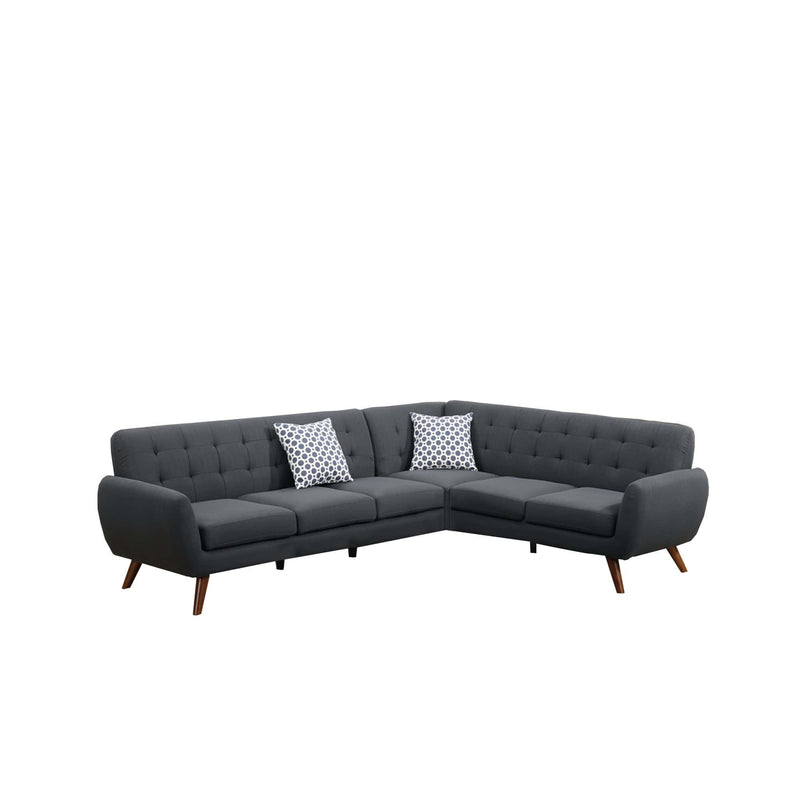 Sectional Sofas Polyfiber 2 Pieces Sectional With Tufted Back And Cushion Dark Gray Benzara