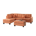 Sectional Sofas Polyfiber 3 Piece Sectional Set With Plush Cushion In Orange Benzara