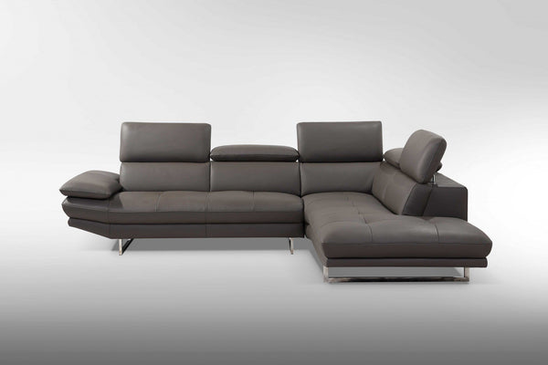 Sectionals Leather Sectional - 110" X 88" X 29"/37" Dark Gray Leather Sectional & Chaise HomeRoots