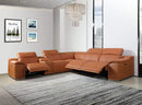 Sectionals Leather Sectional - 212" X 240" X 19"1.2" Camel Power Reclining 6"PC Sectional w/ 1-Console HomeRoots