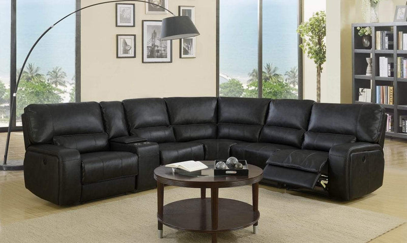 Sectionals Leather Sectional - 246'' X 40'' X 41'' Modern Black Leather Sectional With Power Recliners HomeRoots