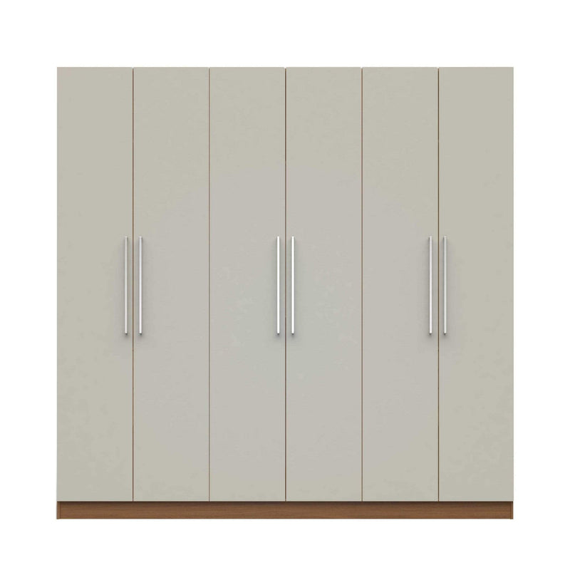 Sectionals Sectionals For Sale - 91" Maple Cream and Off White 3 Sectional Wardrobe with 4 Drawers and 6 Doors HomeRoots