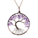 SEDmart 7 Chakra Tree Of Life Pendant Necklace Copper Crystal Natural Stone Necklace Women Christmas Gift-Amethyst-JadeMoghul Inc.