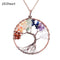 SEDmart 7 Chakra Tree Of Life Pendant Necklace Copper Crystal Natural Stone Necklace Women Christmas Gift-Amethyst-JadeMoghul Inc.