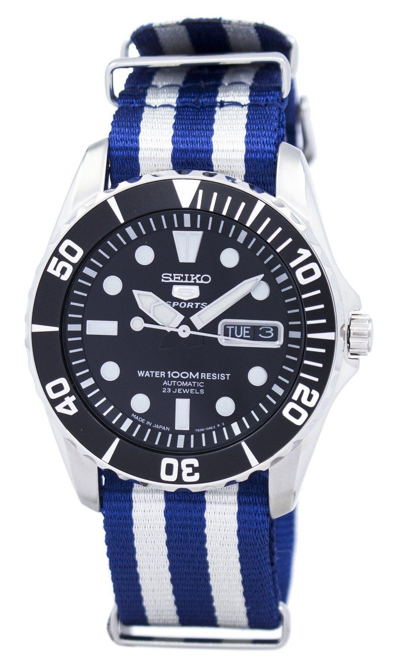 Seiko 5 Sports Automatic 23 Jewels NATO Strap SNZF17J1-NATO2 Men's Watch-Branded Watches-White-JadeMoghul Inc.