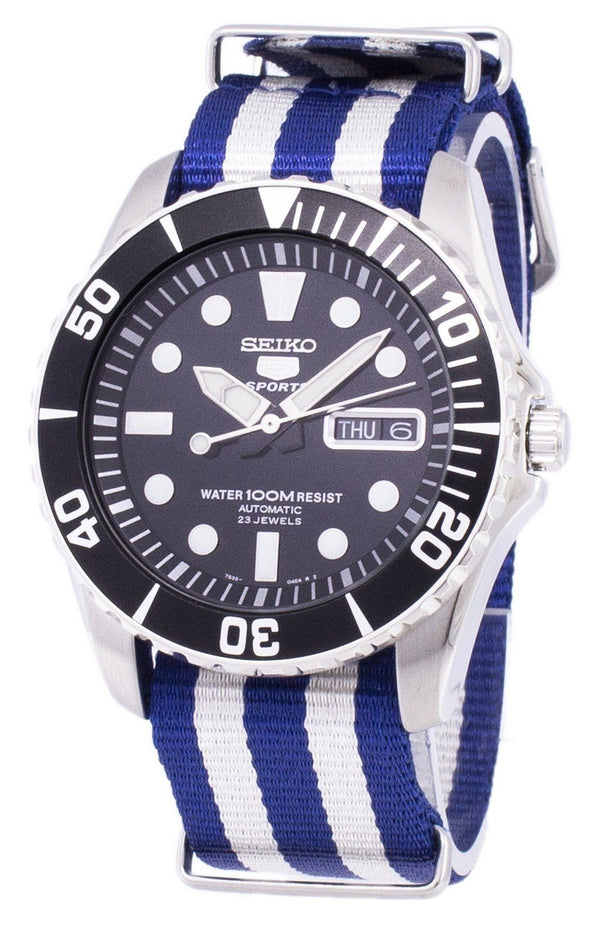 Seiko 5 Sports Automatic NATO Strap SNZF17K1-NATO2 Men's Watch-Branded Watches-Black-JadeMoghul Inc.