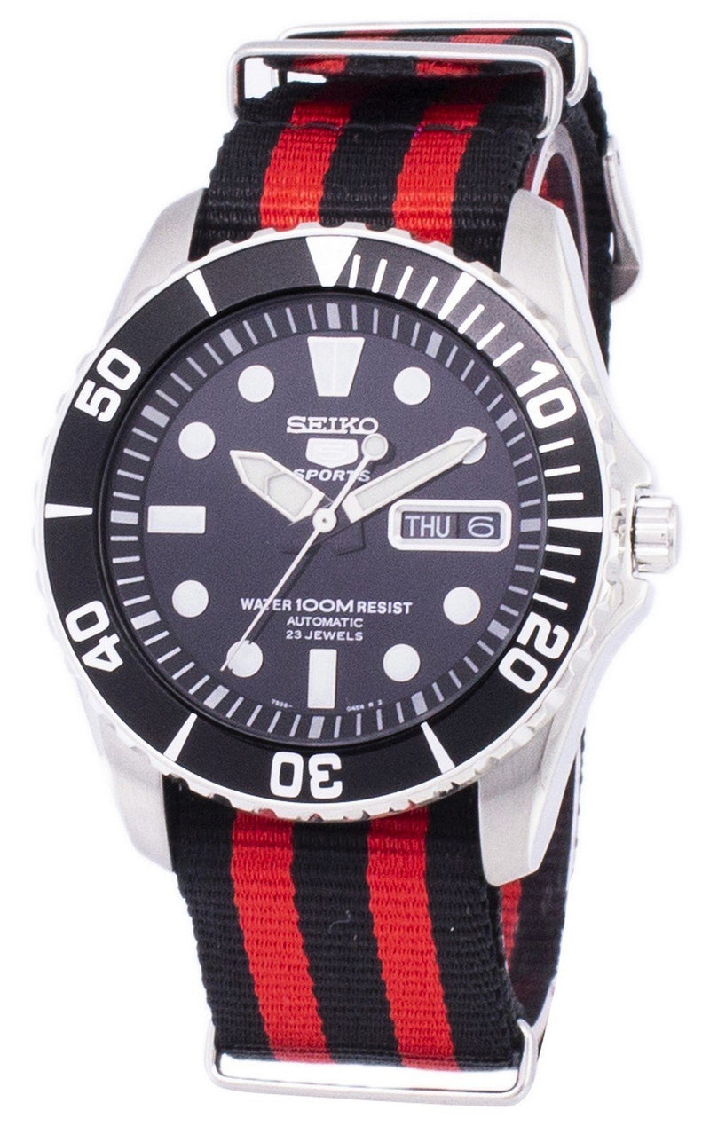 Seiko 5 Sports Automatic NATO Strap SNZF17K1-NATO3 Men's Watch-Branded Watches-Black-JadeMoghul Inc.