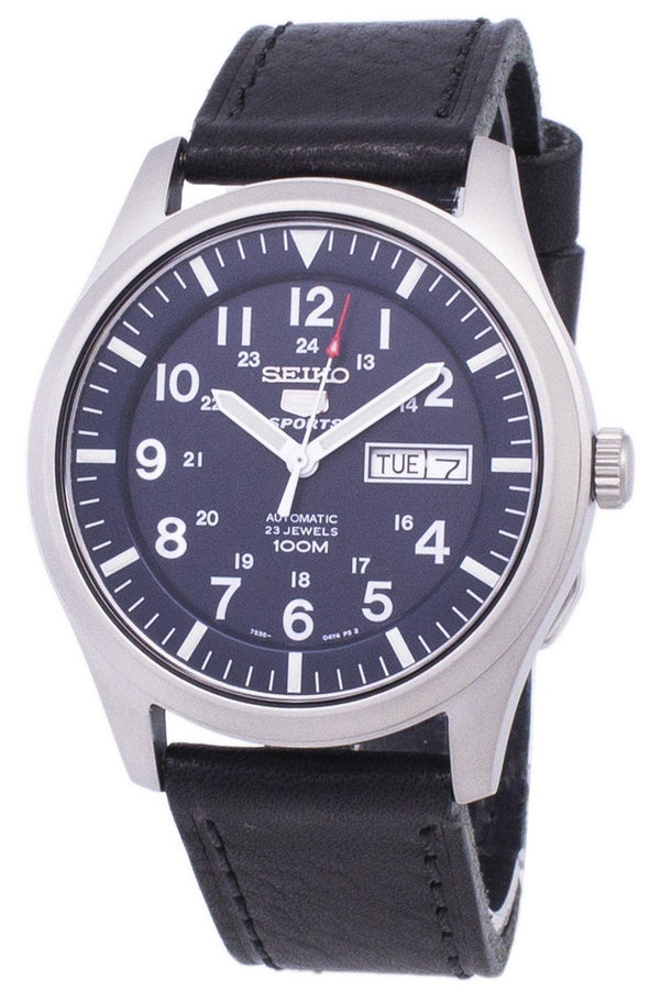 Seiko 5 Sports Automatic Ratio Black Leather SNZG11K1-LS8 Men's Watch-Branded Watches-Blue-JadeMoghul Inc.