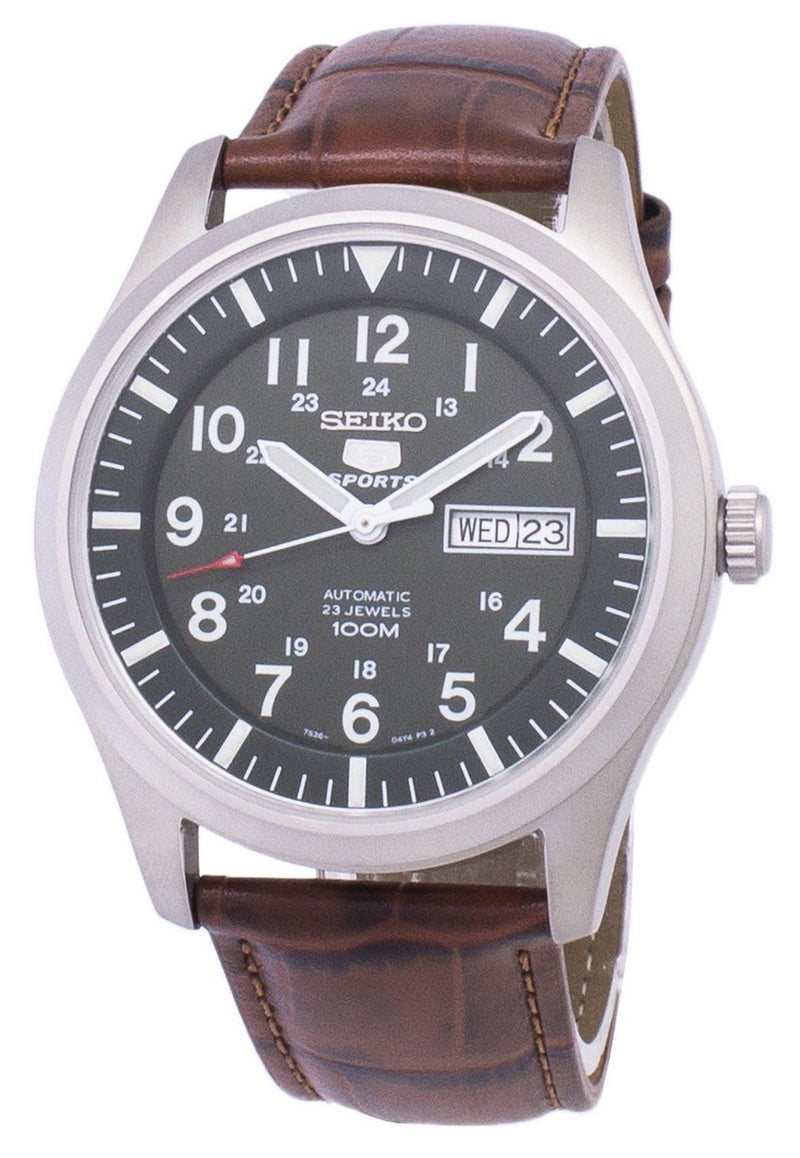 Seiko 5 Sports Automatic Ratio Brown Leather SNZG09K1-LS7 Men's Watch-Branded Watches-Black-JadeMoghul Inc.