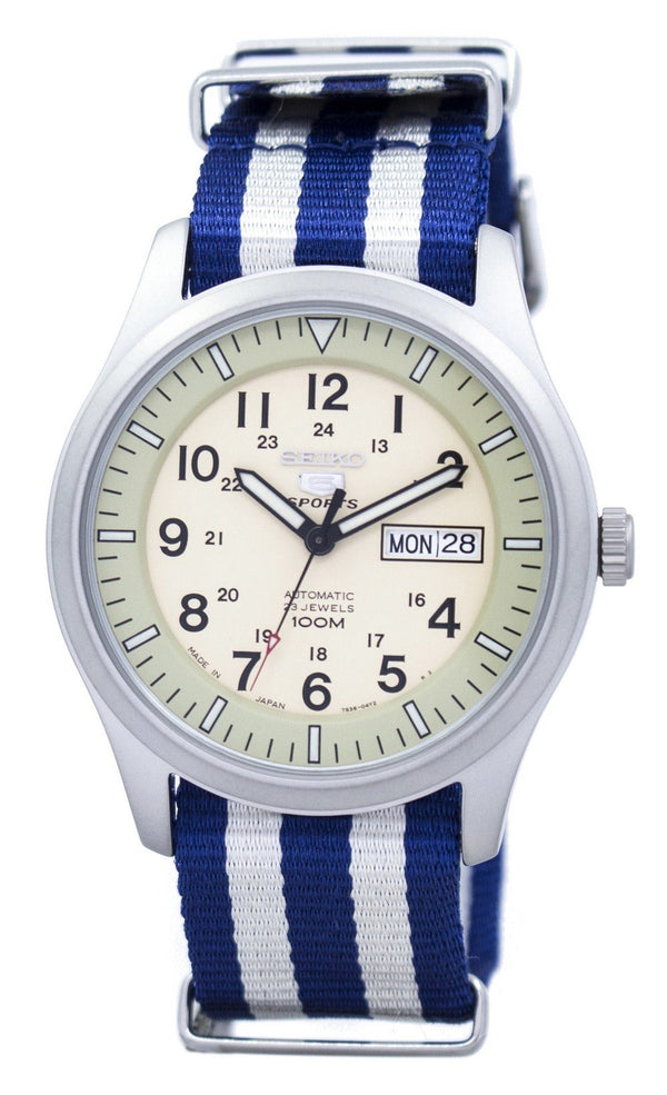 Seiko 5 Sports Military Automatic Japan Made NATO Strap SNZG07J1-NATO2 Men's Watch-Branded Watches-Black-JadeMoghul Inc.