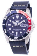 Seiko 5 Sports SNZF15K1-LS15 Automatic Dark Blue Leather Strap Men's Watch-Branded Watches-White-JadeMoghul Inc.