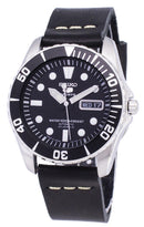 Seiko 5 Sports SNZF17J1-LS14 Automatic Japan Made Black Leather Strap Men's Watch-Branded Watches-White-JadeMoghul Inc.