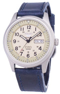 Seiko 5 Sports SNZG07J1-LS13 Military Japan Made Dark Blue Leather Strap Men's Watch-Branded Watches-Black-JadeMoghul Inc.