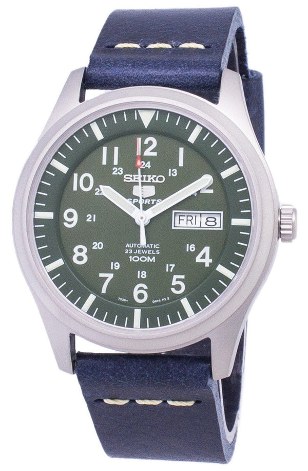 Seiko 5 Sports SNZG09K1-LS15 Automatic Dark Blue Leather Strap Men's Watch-Branded Watches-Blue-JadeMoghul Inc.